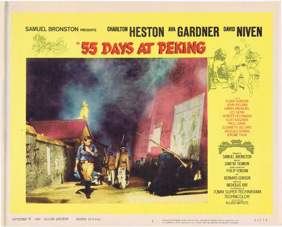 55 DAYS AT PEKING Original Lobby card 5 Charlton Heston Ava Gardner