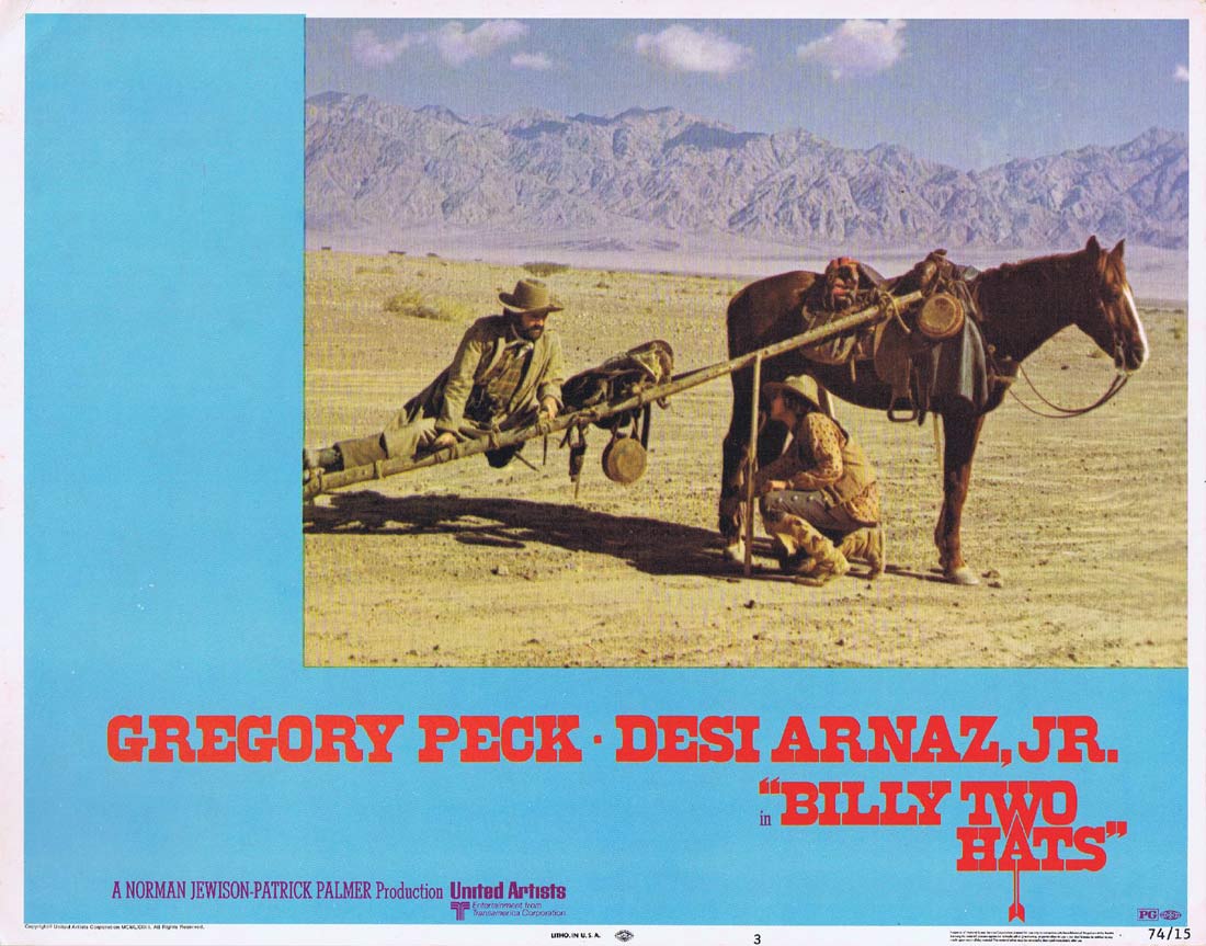BILLY TWO HATS Original Lobby card 3 Gregory Peck Desi Arnaz Jr