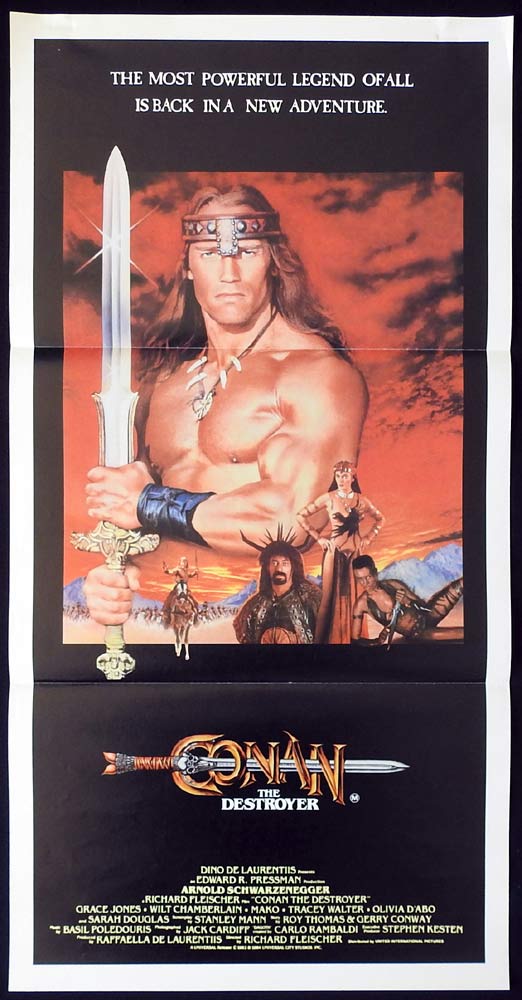 CONAN THE DESTROYER Original Daybill Movie Poster Arnold Schwarzenegger