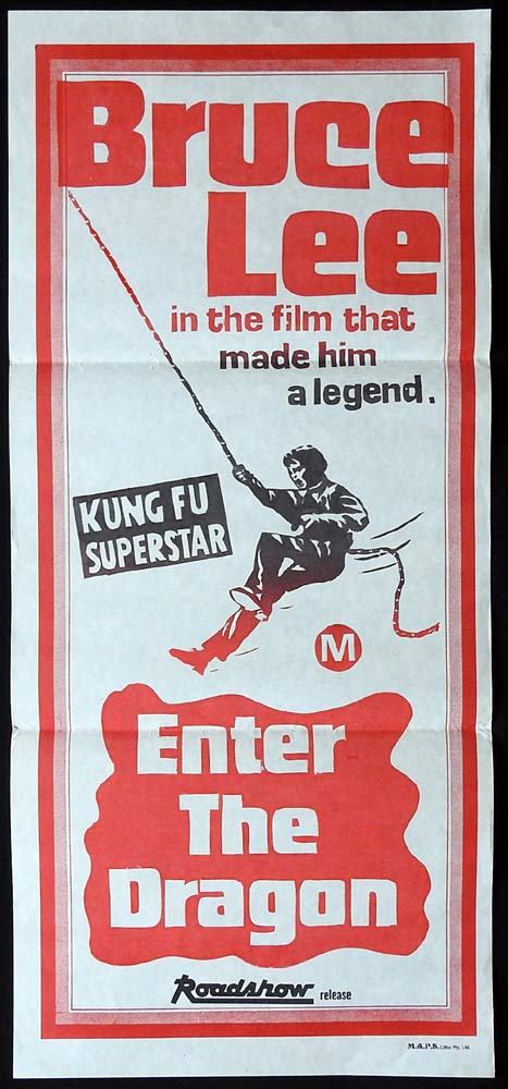ENTER THE DRAGON Original 1970s Stock Daybill Movie poster BRUCE LEE Kung Fu Martial arts