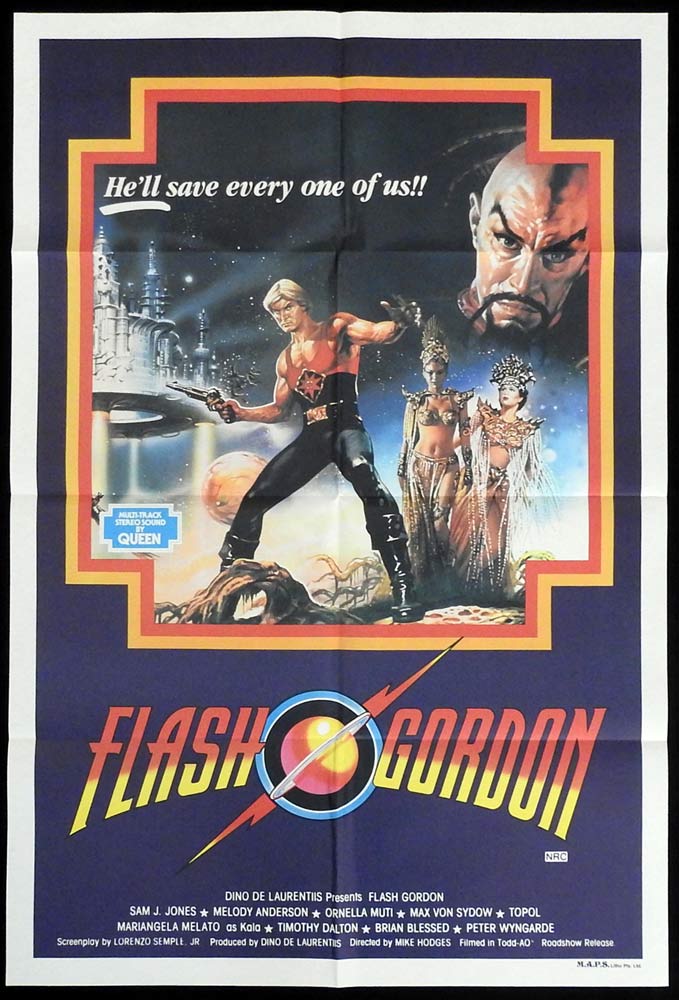 FLASH GORDON Original Australian One Sheet Movie poster Sam Jones Sci Fi