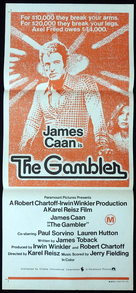 THE GAMBLER Original Daybill Movie Poster James Caan Paul Sorvino
