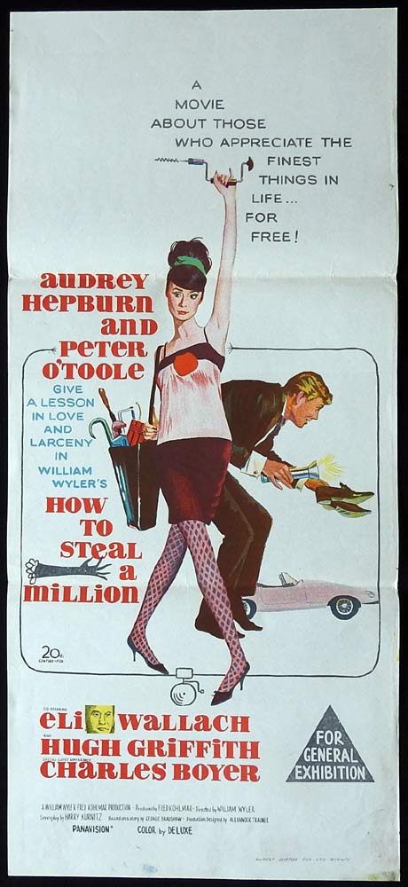 HOW TO STEAL A MILLION Original Daybill Movie Poster Audrey Hepburn Peter O’Toole