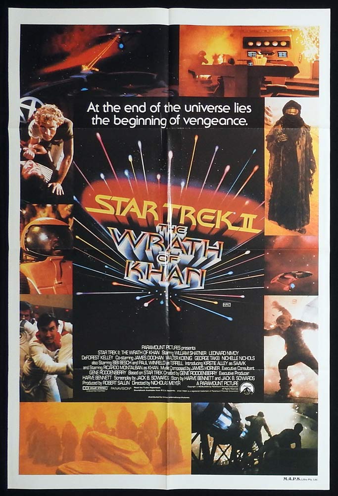 STAR TREK II Original One Sheet Movie poster William Shatner Leonard Nimoy