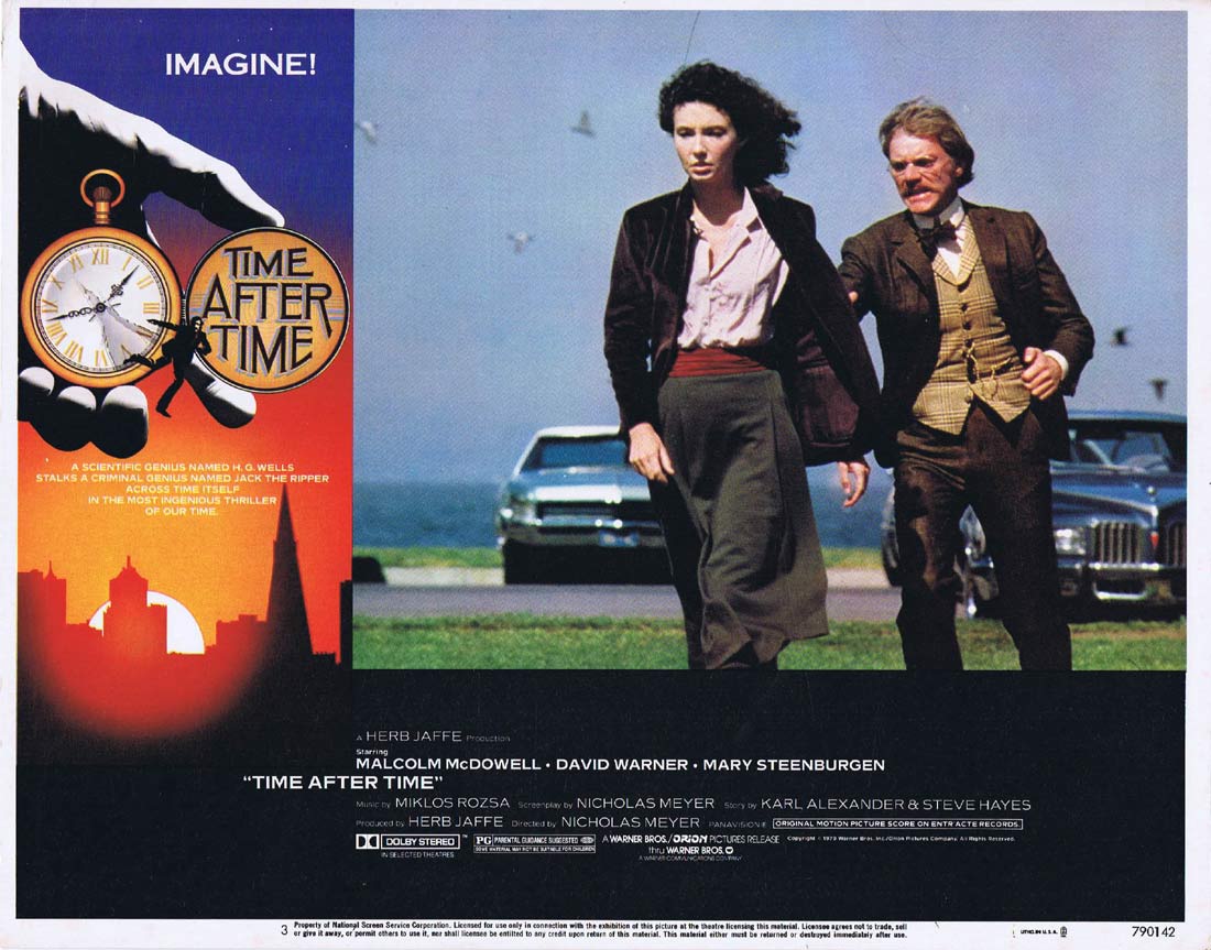 TIME AFTER TIME Original Lobby Card 3 Malcolm McDowell Time Machine
