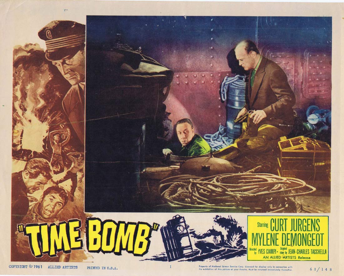 TIME BOMB Original Lobby card 1 Curd Jürgens Mylène Demongeot Alain Saury