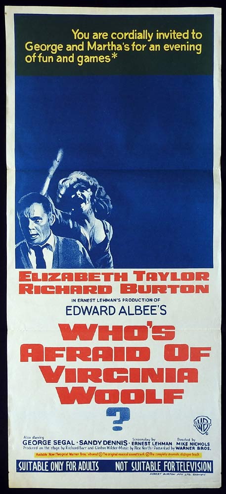 WHO’S AFRAID OF VIRGINIA WOOLF Original Daybill Movie Poster Elizabeth Taylor Richard Burton