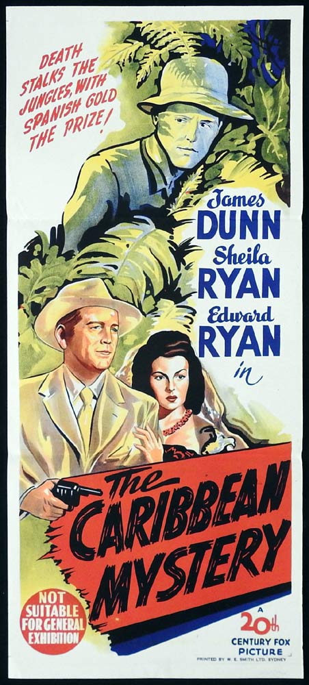 THE CARIBBEAN MYSTERY Original Daybill Movie Poster James Dunn Sheila Ryan Film Noir