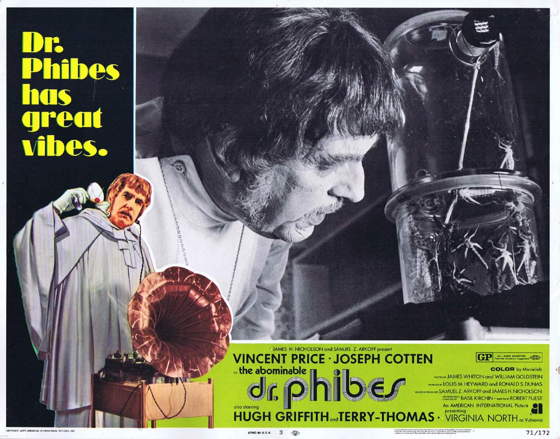 THE ABOMINABLE DR PHIBES Lobby Card 3 Vincent Price Joseph Cotten