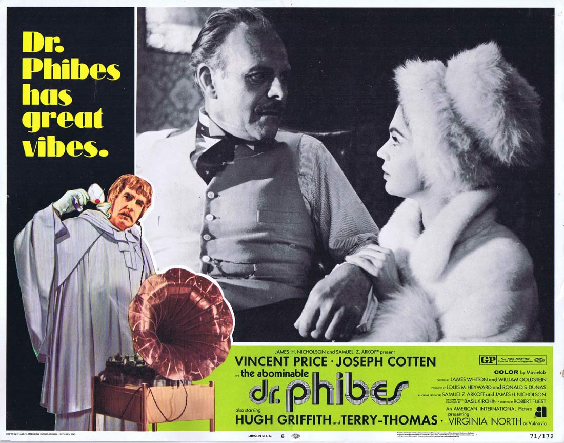 THE ABOMINABLE DR PHIBES Lobby Card 6 Vincent Price Joseph Cotten