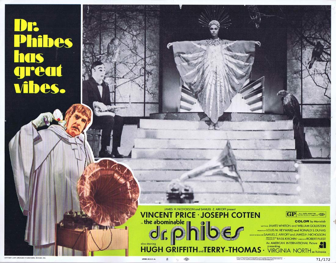 THE ABOMINABLE DR PHIBES Lobby Card 8 Vincent Price Joseph Cotten