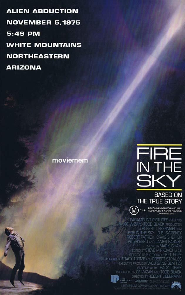 FIRE IN THE SKY Original Daybill Movie Poster D. B. Sweeney Robert Patrick