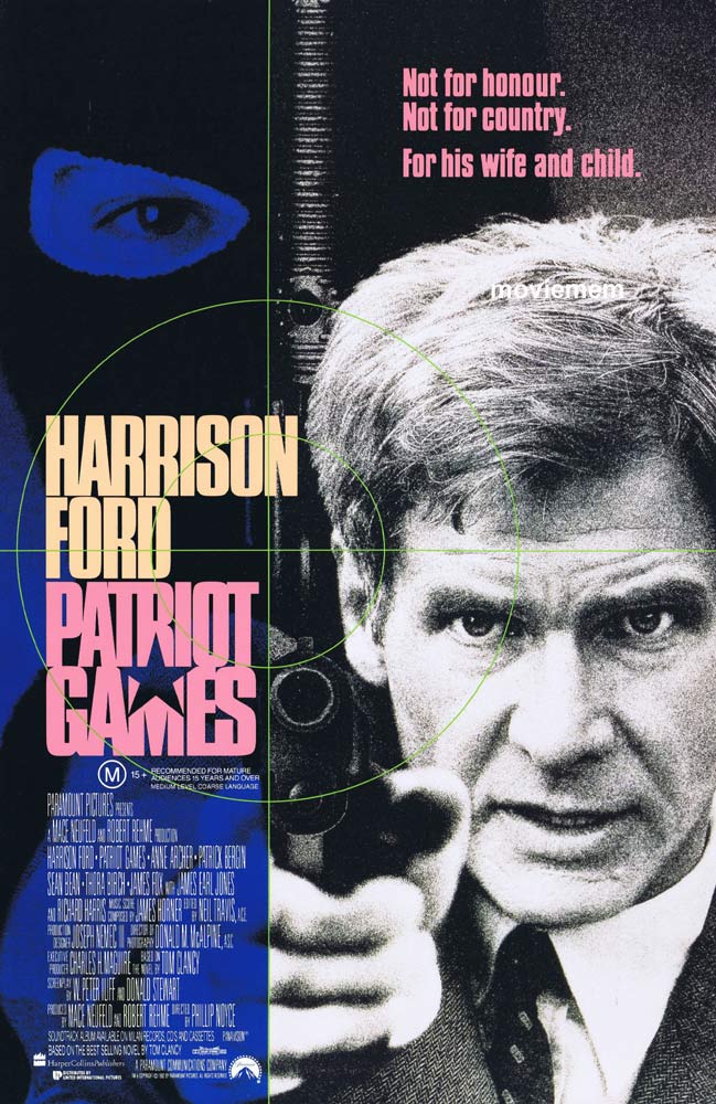 PATRIOT GAMES Original Daybill Movie Poster Harrison Ford Anne Archer
