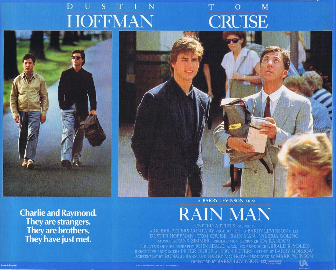 RAIN MAN Original Lobby Card 3 Dustin Hoffman Tom Cruise
