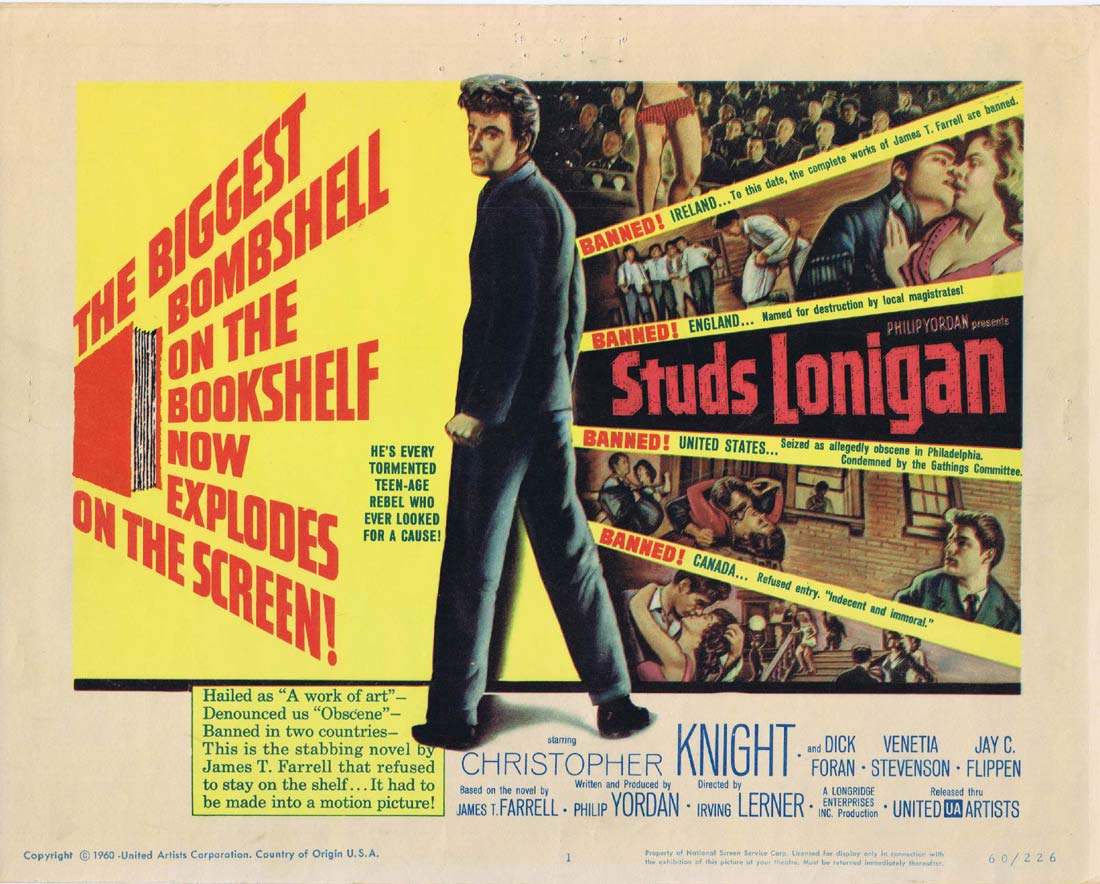 STUDS LONIGAN Original Title Lobby Card Film Noir Christopher Knight