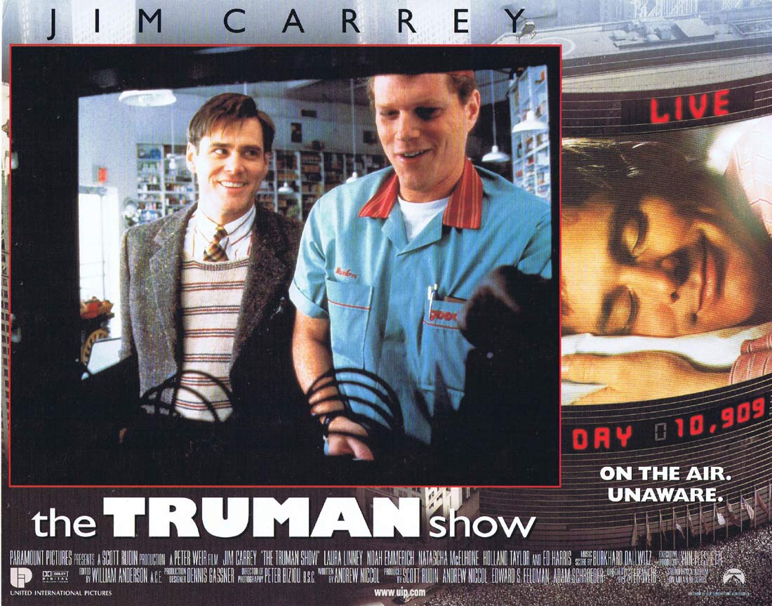 THE TRUMAN SHOW Original Lobby Card 1 Jim Carrey Laura Linney