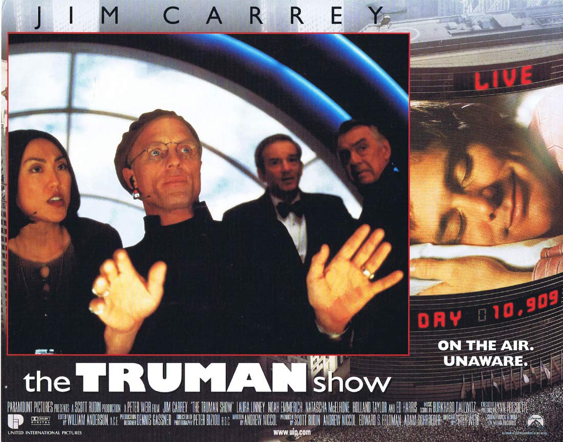 THE TRUMAN SHOW Original Lobby Card 2 Jim Carrey Laura Linney