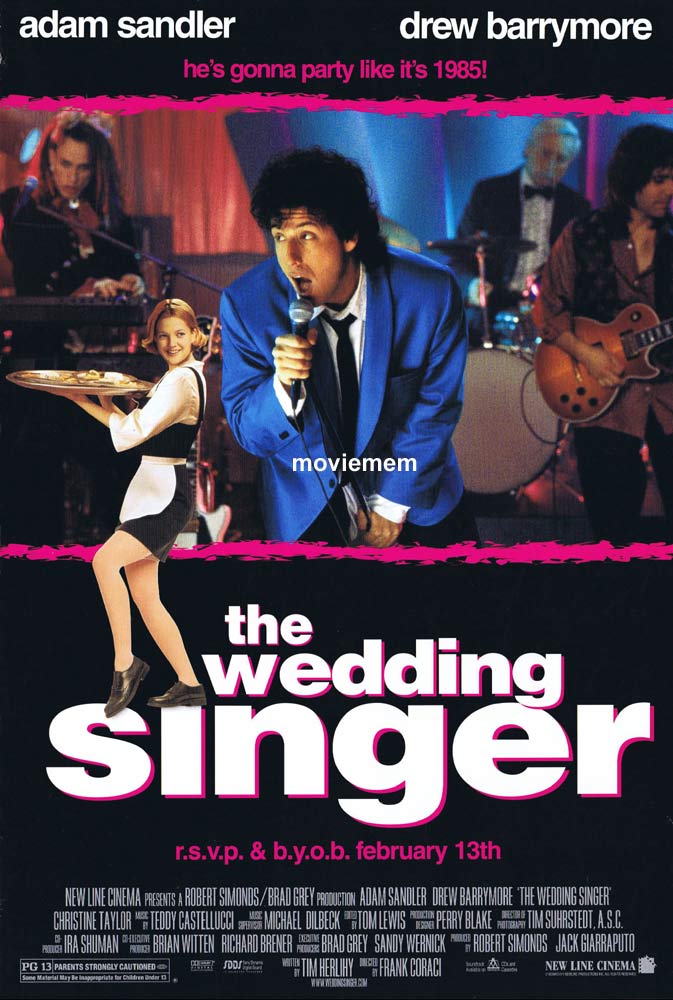 THE WEDDING SINGER Original Daybill Movie Poster Adam Sandler Drew Barrymore
