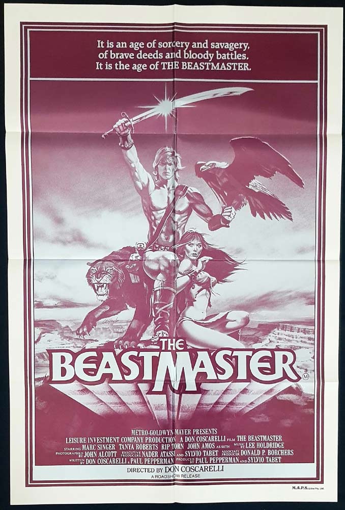 THE BEASTMASTER Original ONE SHEET Movie Poster Marc Singer Tanya Roberts