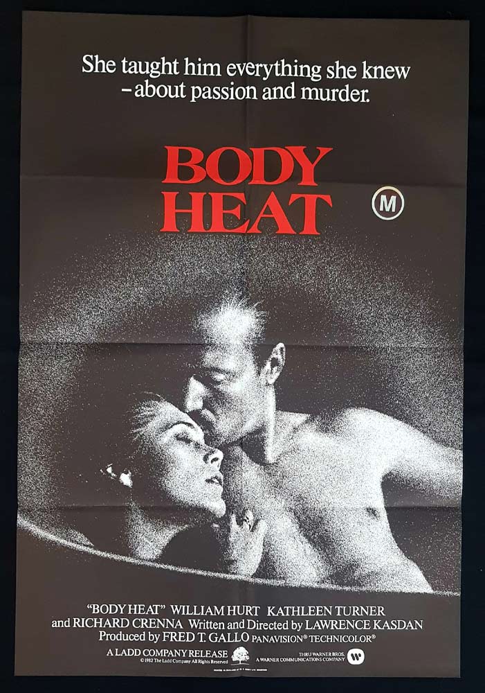 BODY HEAT Original ONE SHEET Movie Poster William Hurt Kathleen Turner
