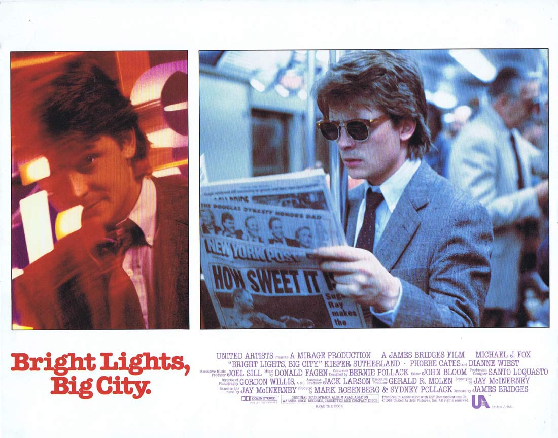 BRIGHT LIGHTS BIG CITY Original Lobby card 4 Michael J.Fox Kiefer Sutherland