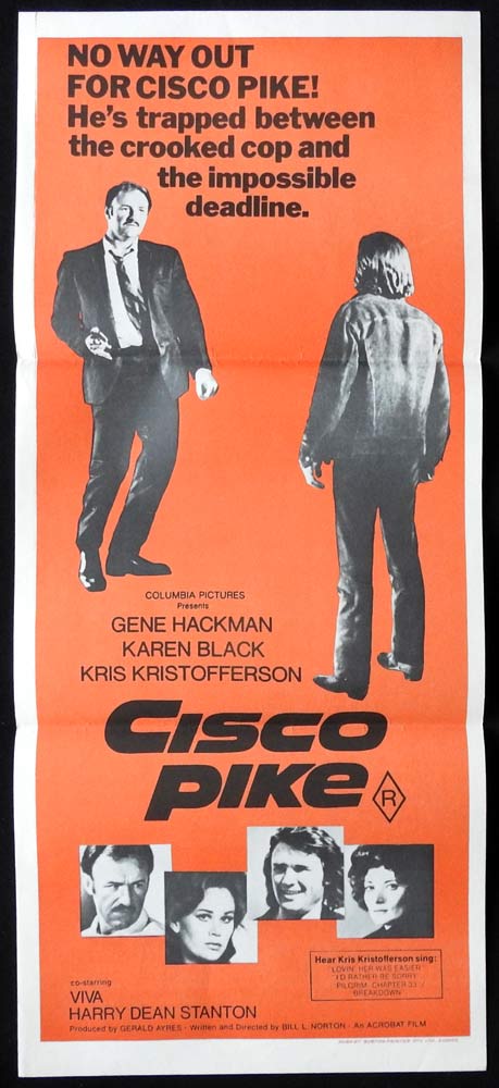 CISCO PIKE Original Daybill Movie poster Gene Hackman Karen Black