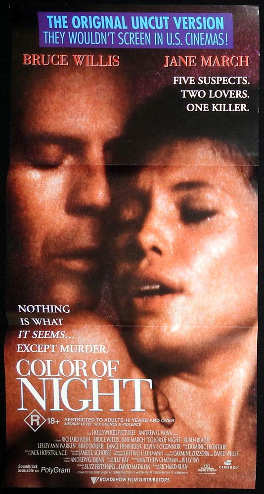 COLOR OF NIGHT Original Daybill Movie Poster Bruce Willis Jane March