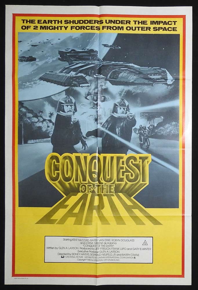 CONQUEST OF THE EARTH Original ONE SHEET Movie Poster SCI FI Kent McCord