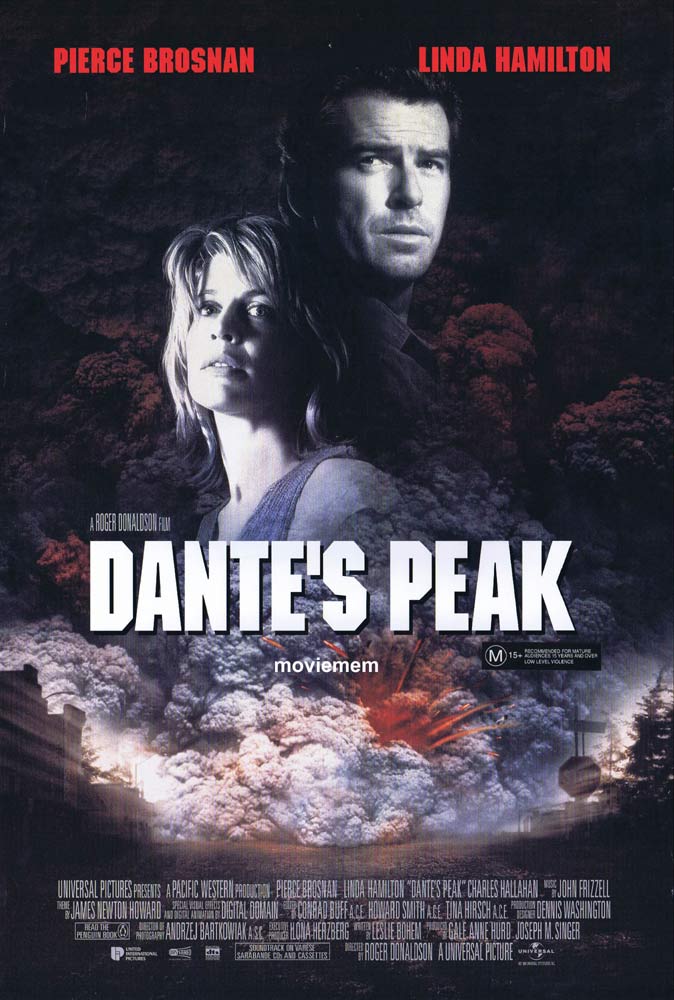 DANTE’S PEAK Original Daybill Movie Poster Pierce Brosnan Linda Hamilton Volcano Dantes