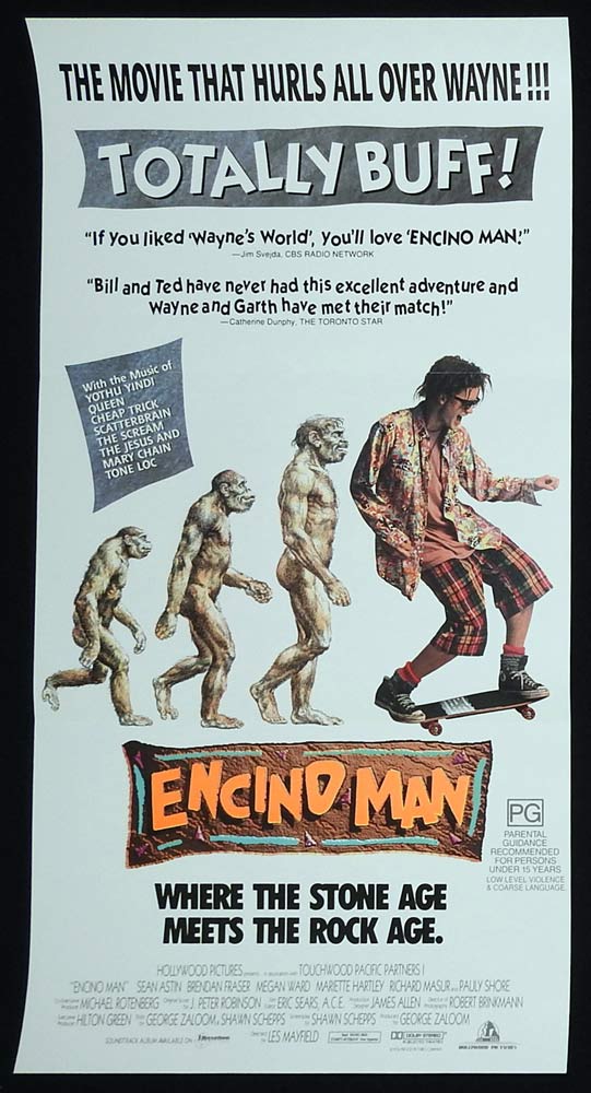 ENCINO MAN Original Daybill Movie Poster Sean Astin Brendan Fraser