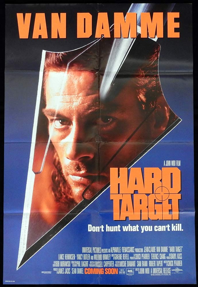 HARD TARGET Original One Sheet Movie Poster Jean-Claude Van Damme Lance Henriksen