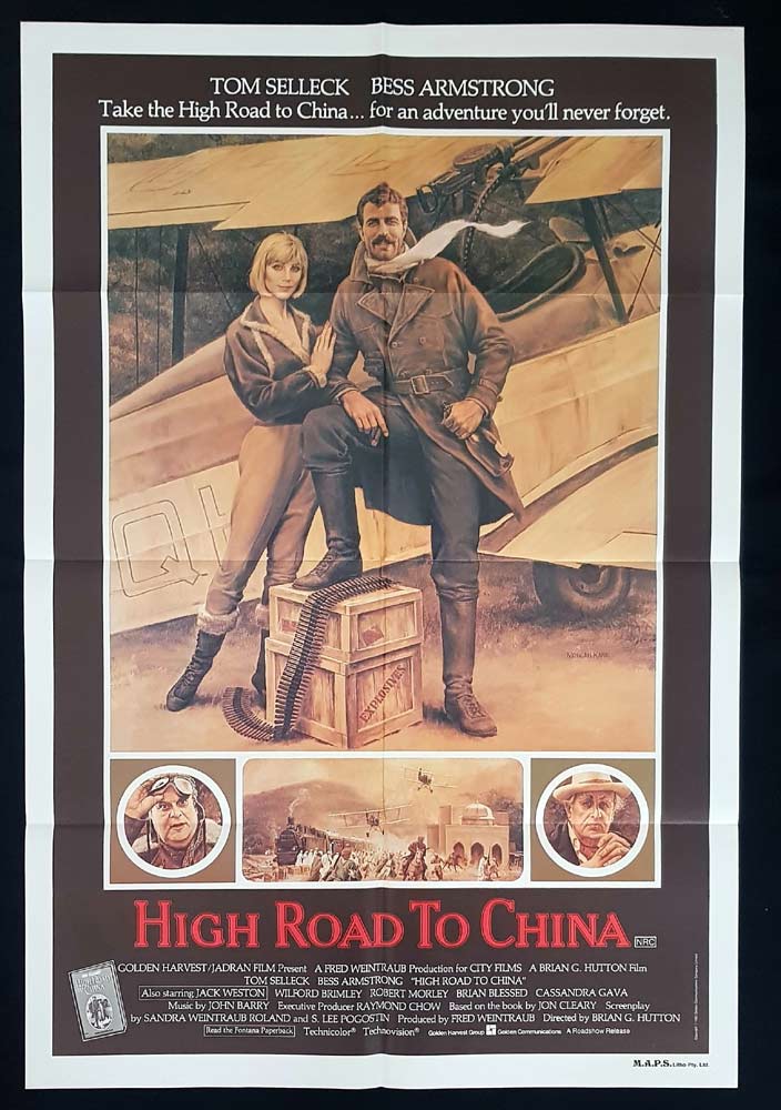 HIGH ROAD TO CHINA Original ONE SHEET Movie Poster Tom Selleck Bess Armstrong