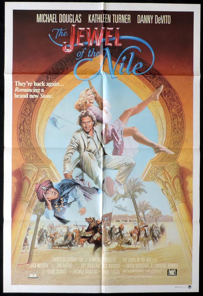 JEWEL OF THE NILE Original ONE SHEET Movie Poster Kathleen Turner Michael Douglas