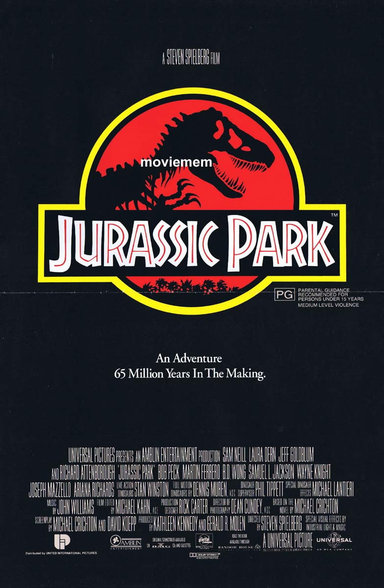 JURASSIC PARK Original Daybill Movie Poster Sam Neill Dinosaurs Laura Dern