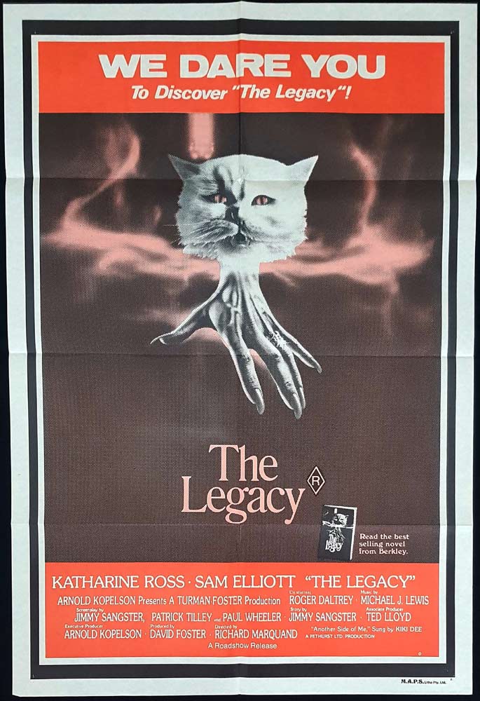 THE LEGACY Original ONE SHEET Movie Poster HORROR Katharine Ross Sam Elliott