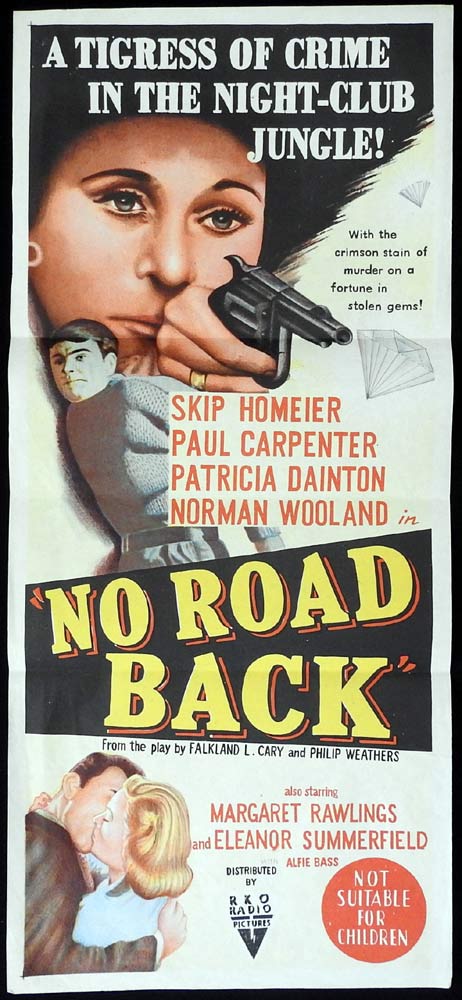 NO ROAD BACK Original Daybill Movie poster Skip Homeier RKO Film Noir