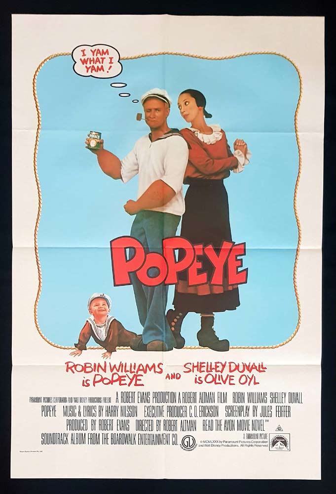 POPEYE Original ONE SHEET Movie Poster Robin Williams Shelley Duvall