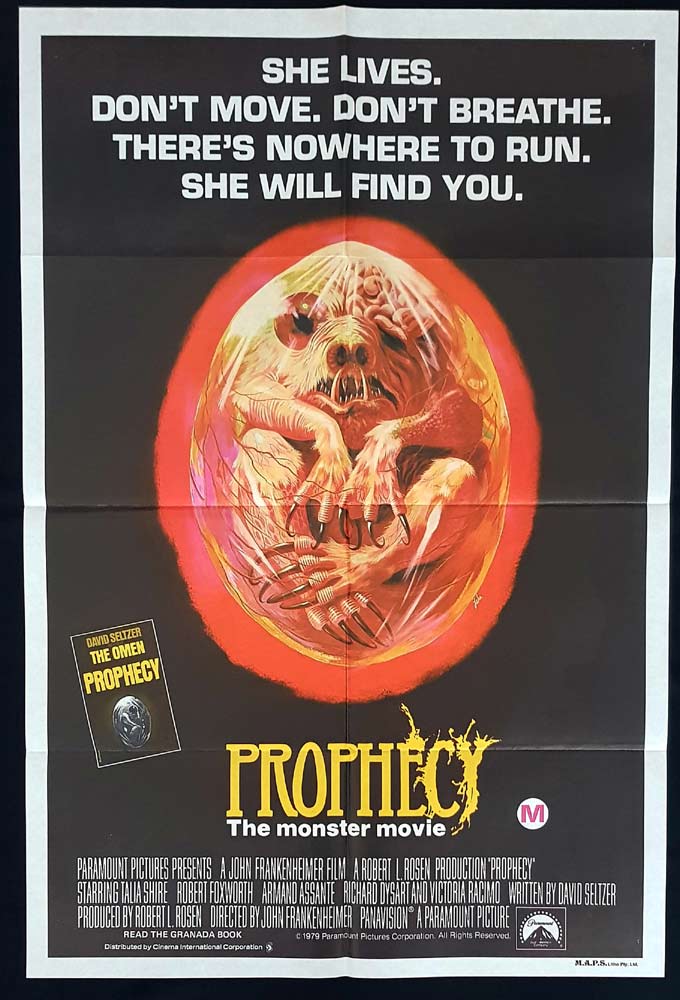 PROPHECY Original ONE SHEET Movie Poster HORROR Robert Foxworth Talia Shire