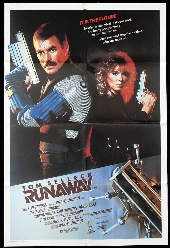 RUNAWAY Original One Sheet Movie Poster Tom Selleck Cynthia Rhodes