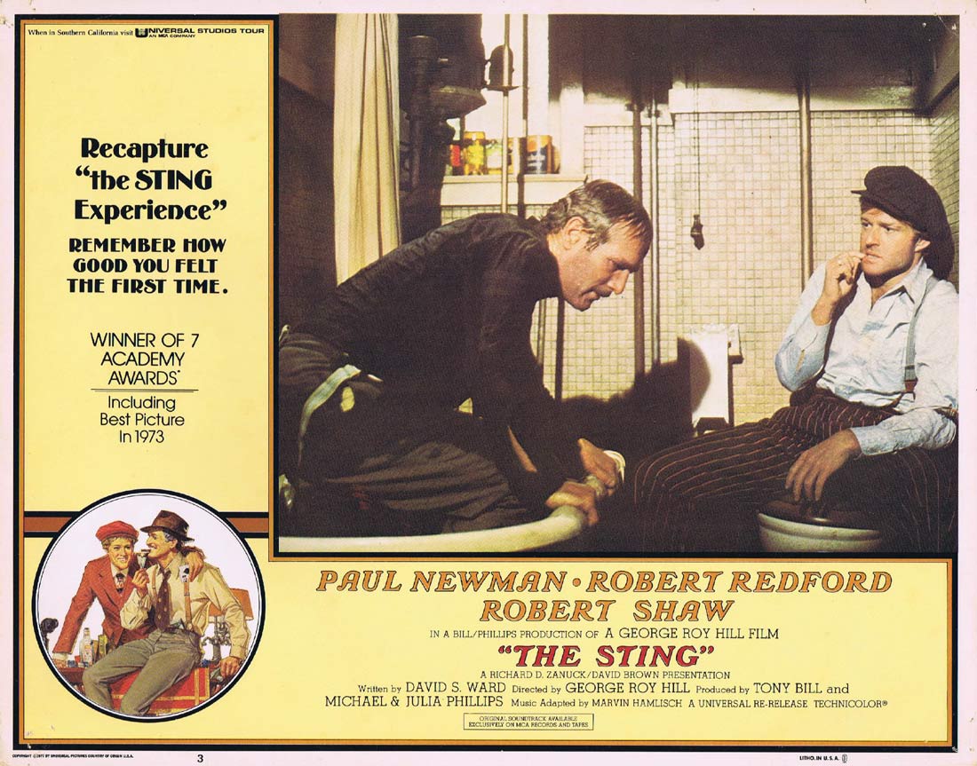 THE STING Original Lobby Card 3 Paul Newman Robert Redford