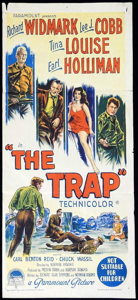THE TRAP Original Daybill Movie poster Richard Widmark Richardson Studio Film Noir
