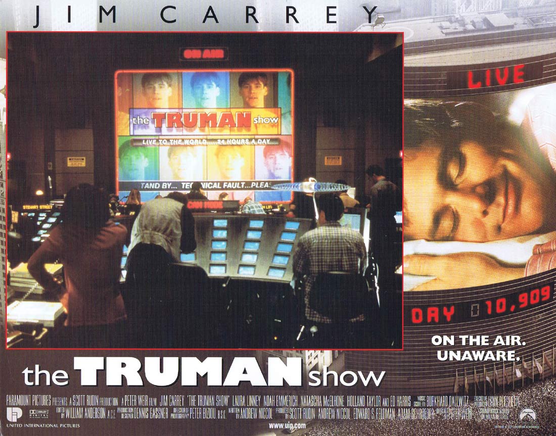 THE TRUMAN SHOW Original Lobby Card 7 Jim Carrey Laura Linney