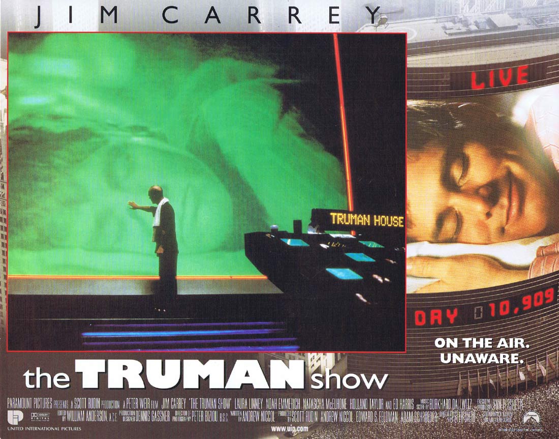 THE TRUMAN SHOW Original Lobby Card 8 Jim Carrey Laura Linney
