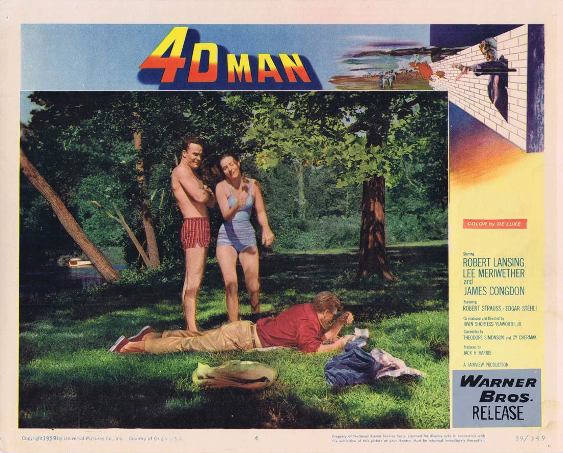 4D MAN Original Lobby card 4 1959 Robert Lansing SCI FI Invisible Man!