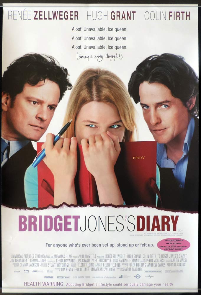 BRIDGET JONES’ DIARY Original Daybill Movie Poster Renée Zellweger Colin Firth Hugh Grant
