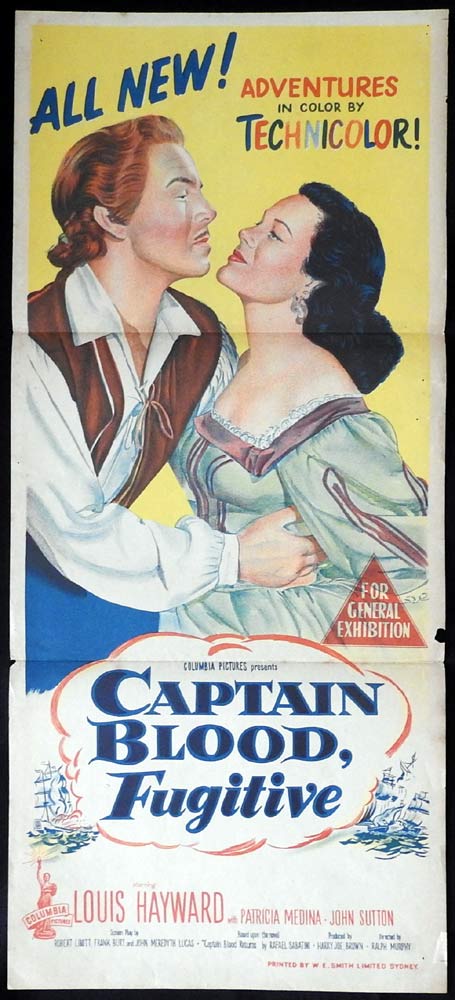 CAPTAIN BLOOD FUGITIVE aka CAPTAIN PIRATE Movie poster 1952 Louis Hayward
