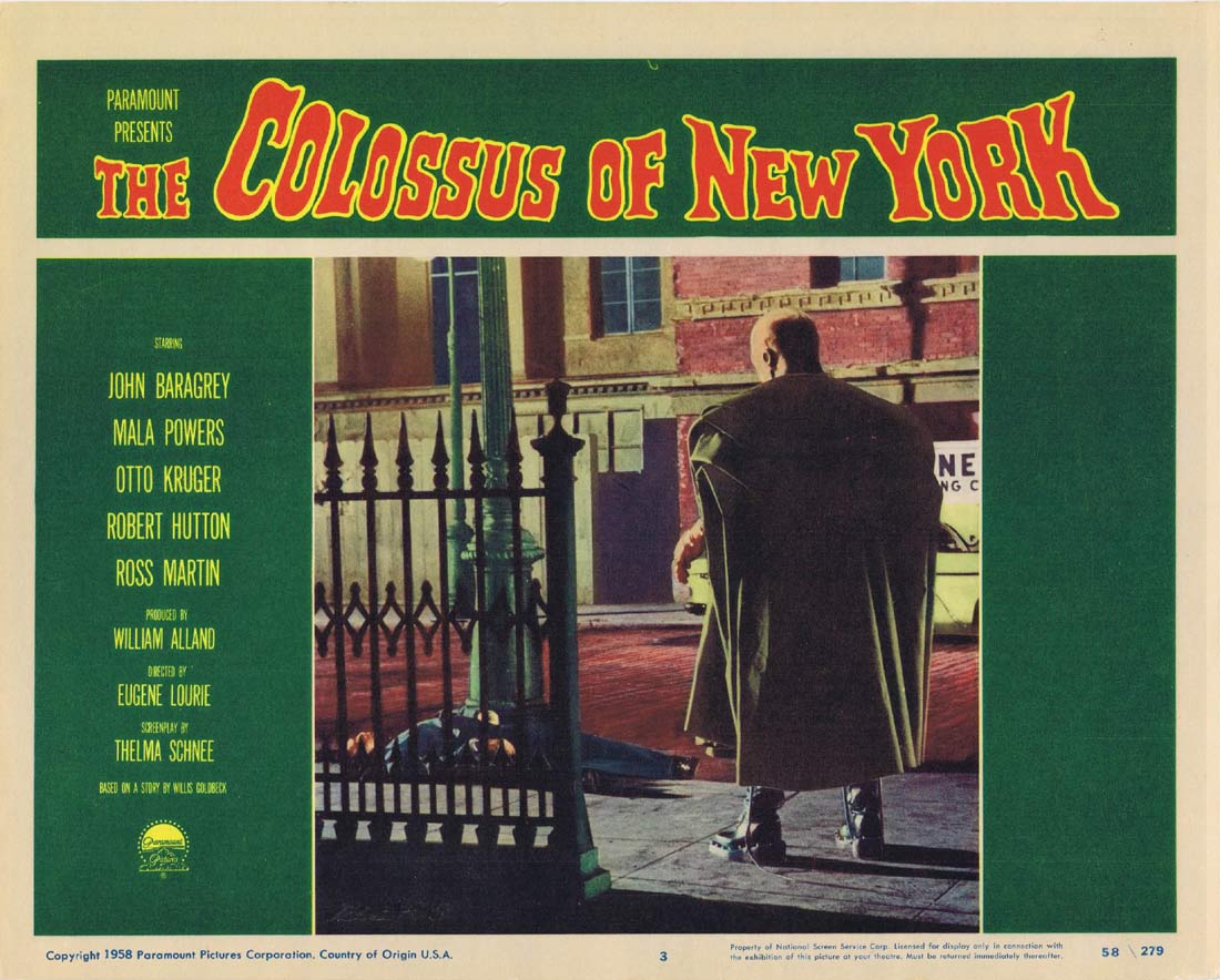 THE COLOSSUS OF NEW YORK Original Lobby Card 3 Otto Kruger 1958 Sci Fi