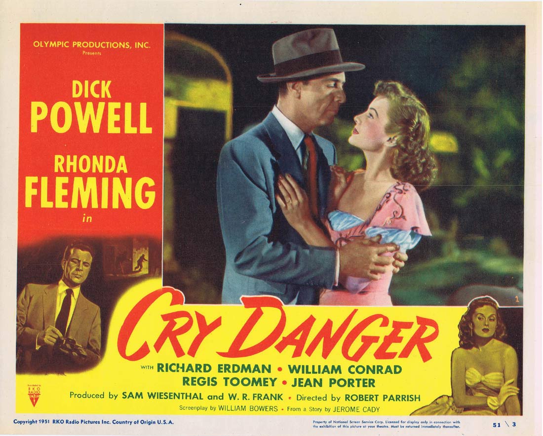 CRY DANGER Lobby card 1 1951 Dick Powell Rhonda Fleming RKO Film Noir