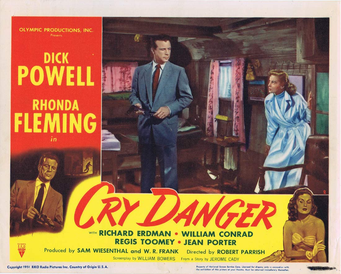 CRY DANGER Lobby card 2 1951 Dick Powell Rhonda Fleming RKO Film Noir
