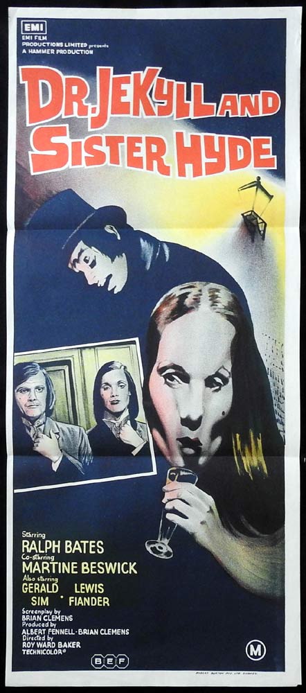 DR JEKYLL AND SISTER HYDE Original Daybill Movie Poster HAMMER HORROR Ralph Bates Martine Beswick